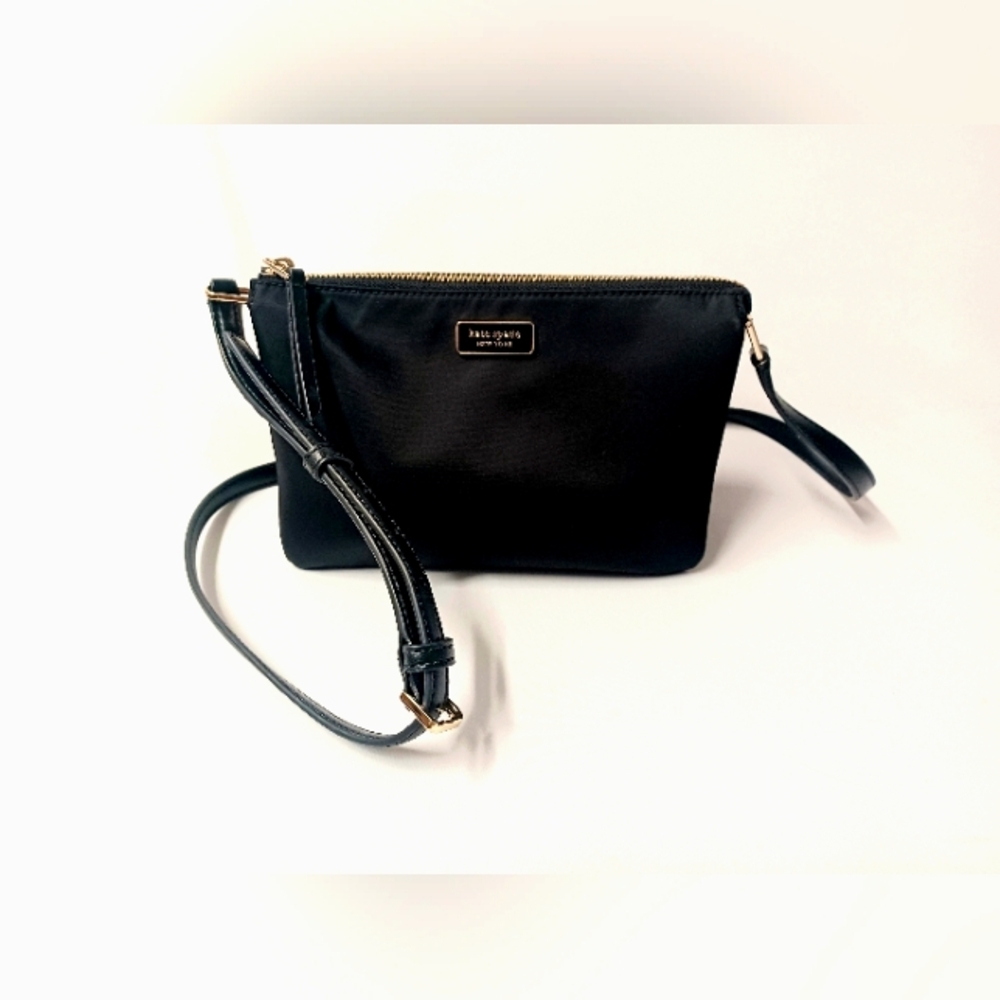 Kate Spade Black Madelyne Wilson Road Nylon w/ Leather Crossbody Bag.